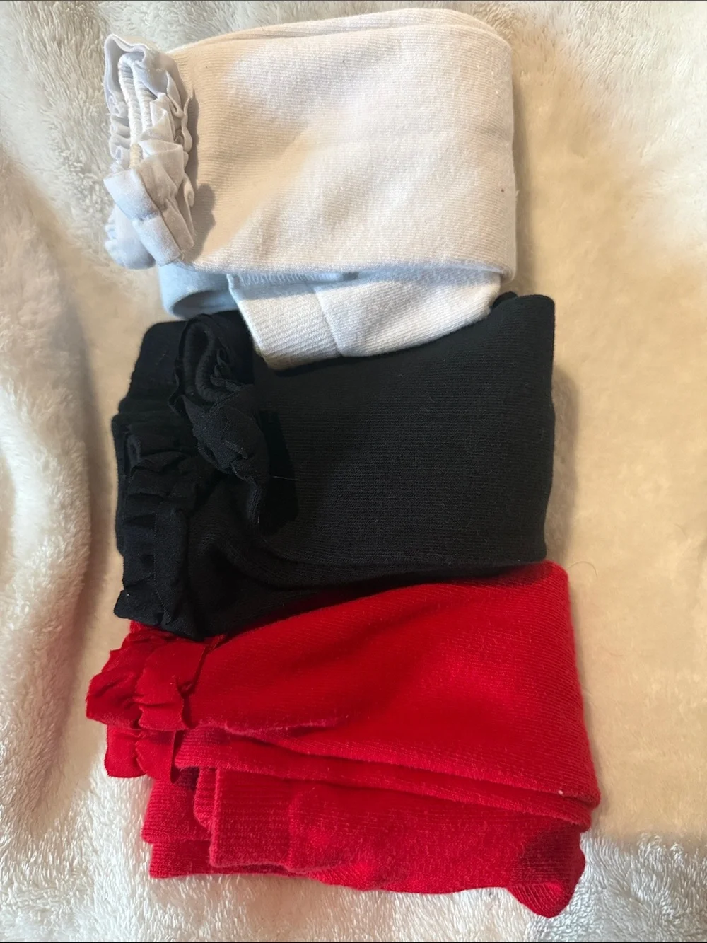 Ruffle Butts Kids Ruffle Trim Tights in Black, White & Red